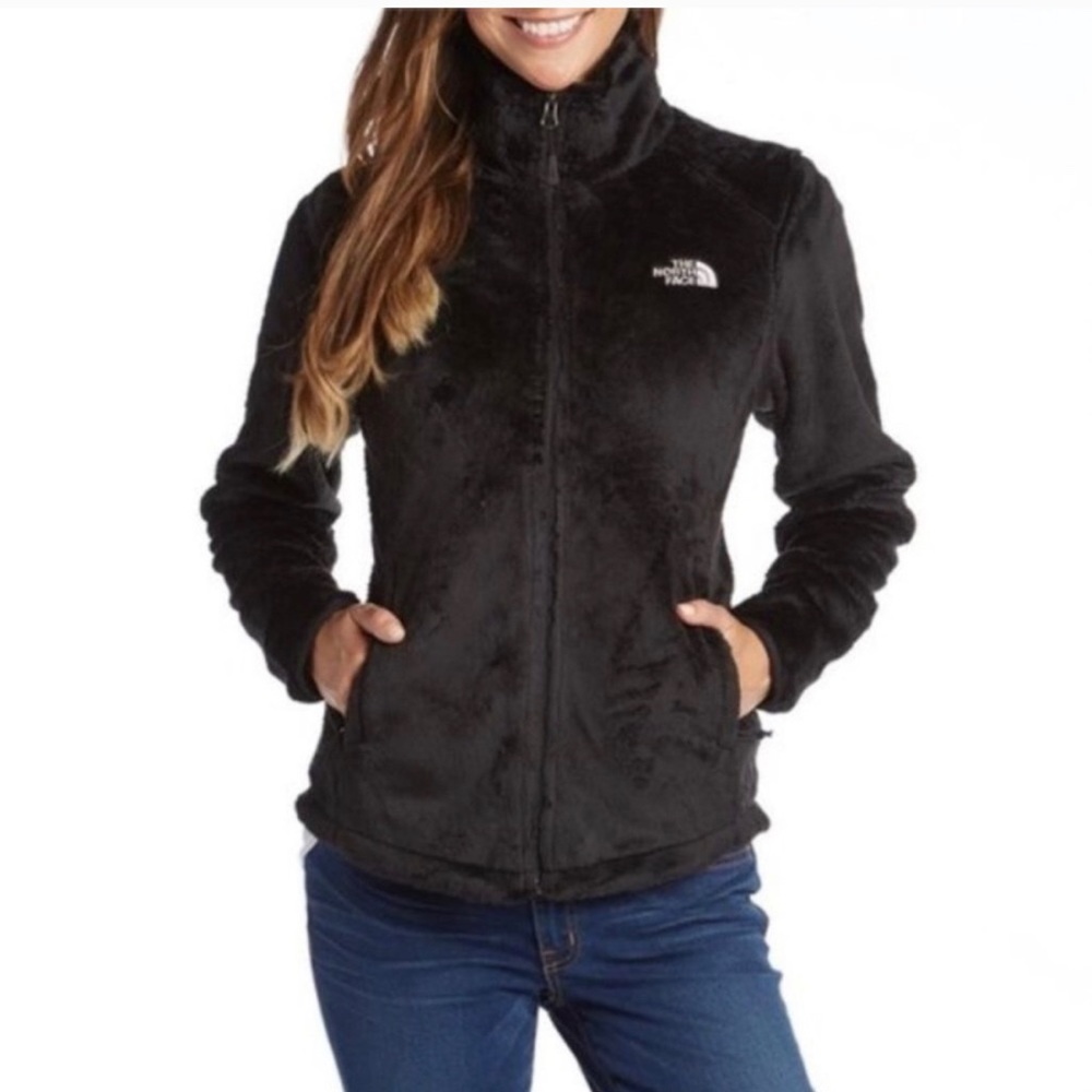 The North Face Fuzzy Full zip jacket all black & white